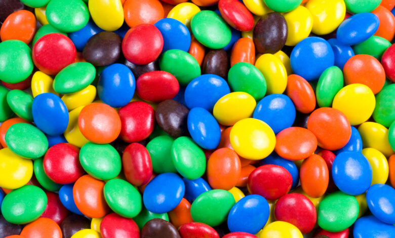 Assortment of Colorful Chocolate Candy Usable as Background